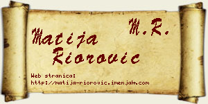 Matija Riorović vizit kartica